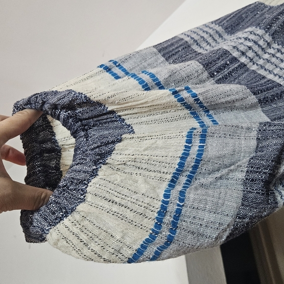 Free People Cozy Striped Mini Dress Indigo Combo Blue/Cream Balloon Sleeve Small - Picture 11 of 12